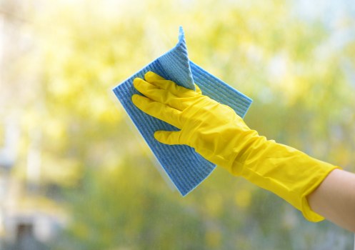 Safety-focused carpet cleaning team managing a wet floor and trip hazards