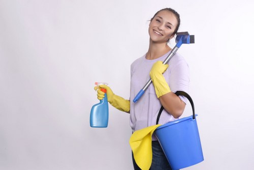 Service team assessing a carpet cleaning issue carefully